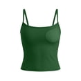 thumbnail image 6 of VEKDONE Spaghetti Strap Vest Women's Bulit-in-Bra Tank Tops Basic Solid Summer Sleeveless Versatile Going Out Casual T-Shirts Green XL, 6 of 7