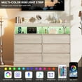 thumbnail image 2 of 6-Drawer Dresser with LED Lights & Charging Station, USB Ports, 2 of 2