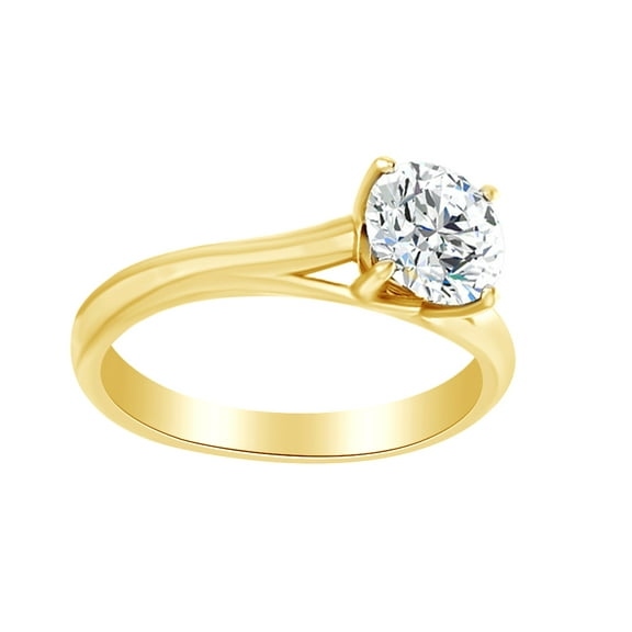 Round Cut Simulated White Moissanite Solitaire Engagement Ring In 14K Solid Ring