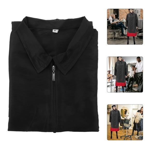 HONITANO 1Pack Hairstylist Apron Jacket in Black Brocade Polyester for Hairdressers and Barbers