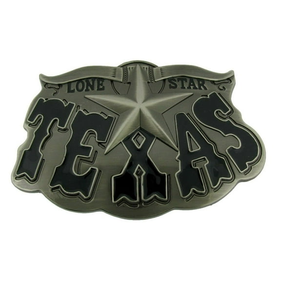 Lonestar Texas Text in Black Finished Belt Buckle Jumbo Large Big Cowboy Western Rodeo Style