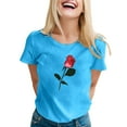 thumbnail image 1 of SZXZYGS T-Shirts pour Femmes Coton Grande Taille T-Shirt Mignon Col Rond Manches Courtes Été 2024, 1 of 4
