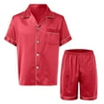 thumbnail image 6 of Kureaily Plain Satin Sleepwear Soft Smooth Short Sleeve Short Pant Sleepwear Man With Pockets Two Piece Pajamas T-Shirt Pajama Set, 6 of 6
