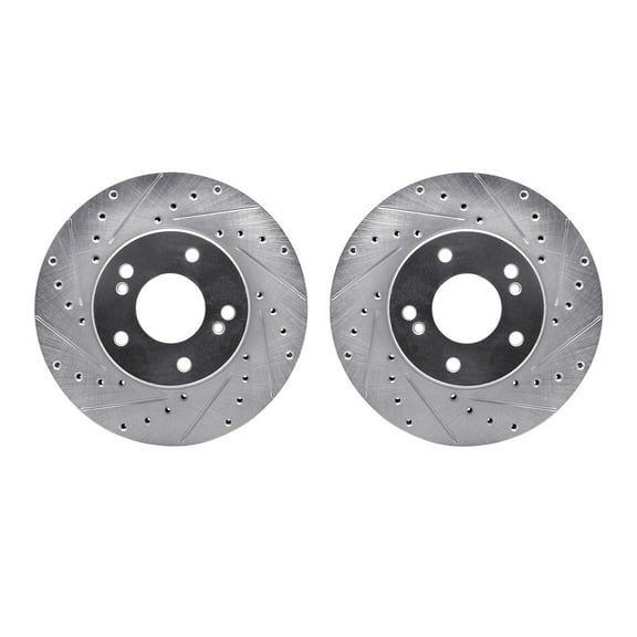 Dynamic Friction Company Front Brake Rotors-Drilled and Slotted-Silver 7002-68005