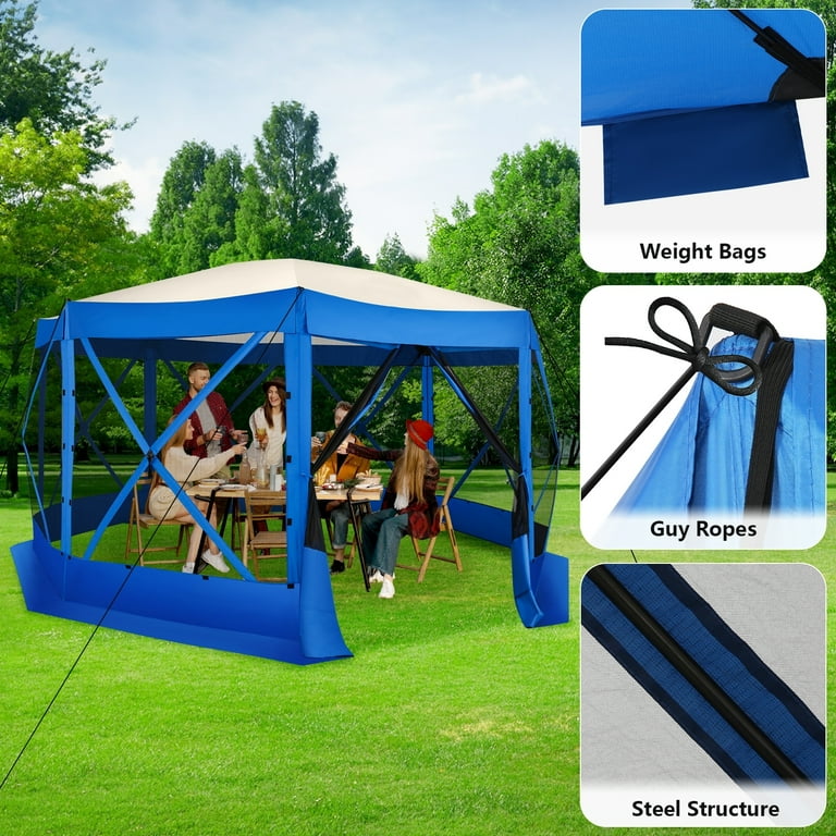 COBIZI, Outdoor Tent Canopy, 15x15 Extra Large Pop-Up Gazebo, Blue