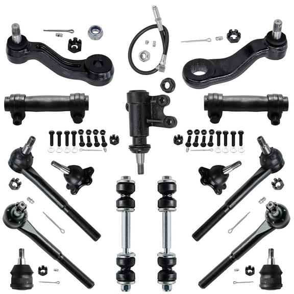 Detroit Axle - Front 15pc Suspension Kit for Chevy Tahoe GMC Yukon C1500 Suburban C2500, Tie Rods Ball Joints Sway Bars Pitman Arm Idler Arm Bracket Replacement