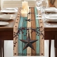 thumbnail image 3 of Table Runners 70 Inches Long Dress Scarves, Texas Star Vintage Farmhouse Coffee/Dining/Kitchen Table Decor, Holiday Table Runner, Berry Turquoise Green Brown Wooden 13x70 Inch, 3 of 9