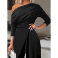 thumbnail image 2 of ZOELNIC Women's Elegant One Shoulder Long Sleeves Split Wide Leg Pants Clubwear Party Dressy Jumpsuits, S, 2 of 4
