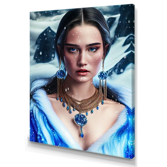 Designart Silver Ice And Blue Archangel VI Canvas Wall Art