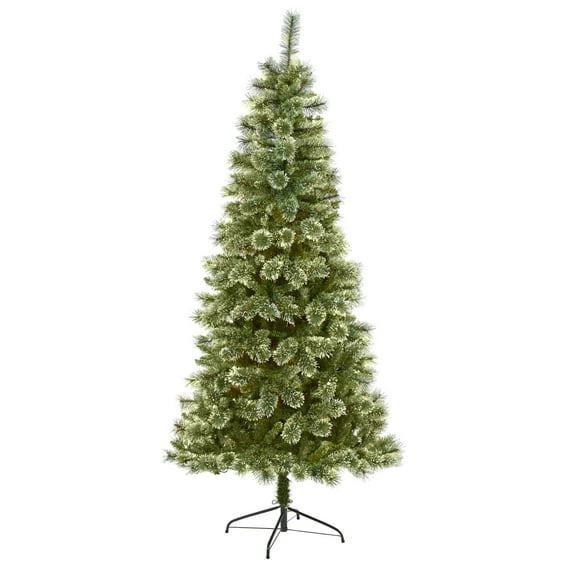 Nearly Natural 7ft. Wisconsin Slim Snow Tip Pine Artificial Christmas Tree, Green