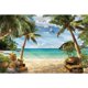 thumbnail image 3 of MOON.QG Fondo de fotografía de playa con puesta de sol en el océano azul, fondo de fotografía de verano tropical, palmera, ola, arena, barco, retrato, 3 of 5