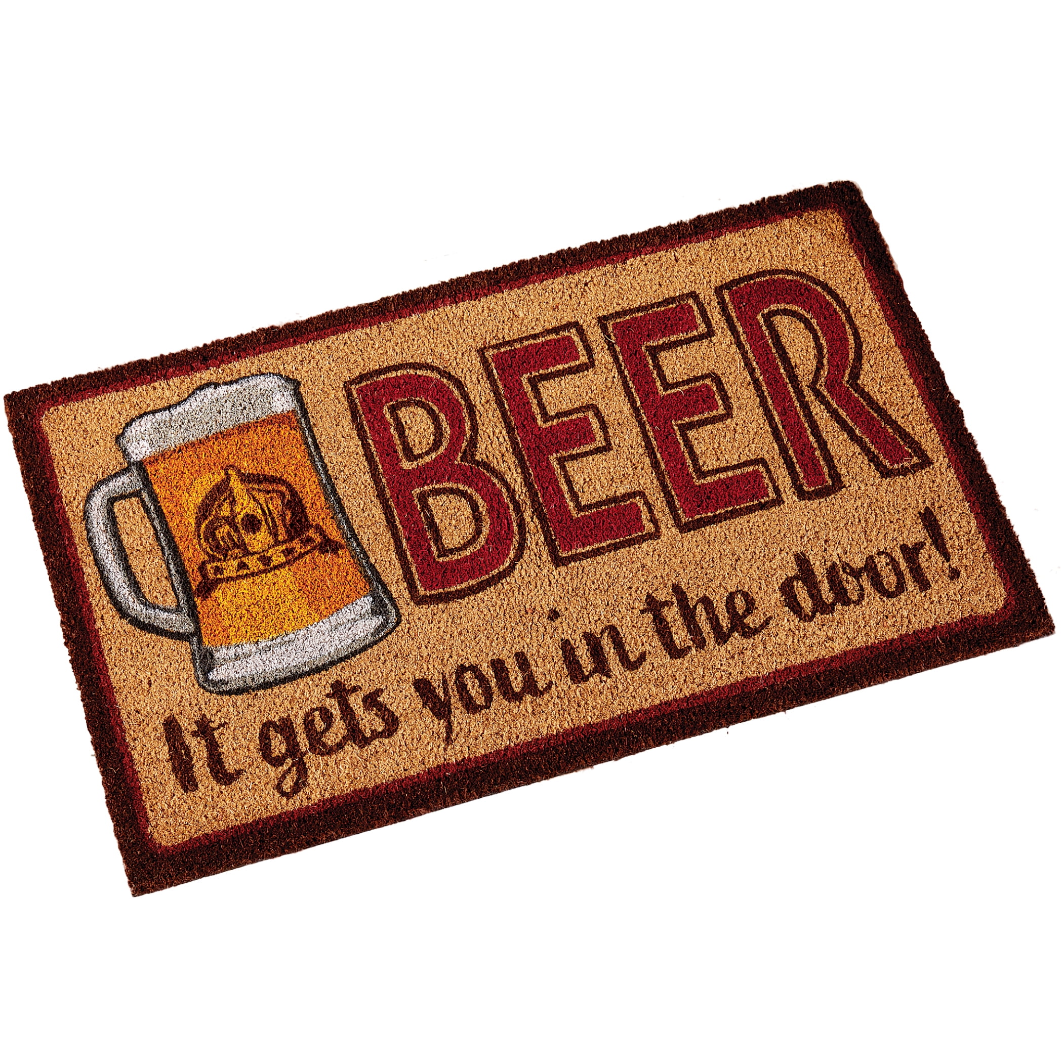 Funny Decorative Outdoor Beer House Doormat Tan Coco Fiber Rug Helps Trap Dirt and Keep It