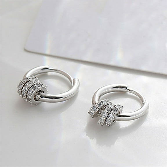 HOARBOEG Earrings for Women Creative Cubic-Zirconia Sil-ver Plating Circles Earrings Stud Earrings Gorgeous Jewelry Earrings for Prom Party Graduation Gift