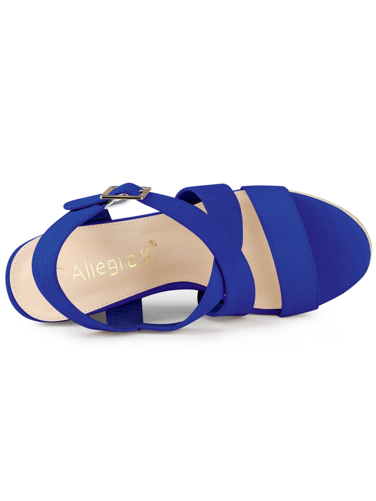 DARING DIVA Women's Stylish Espadrilles Platform Slingback Wedges Sandals Deep Blue 8.5