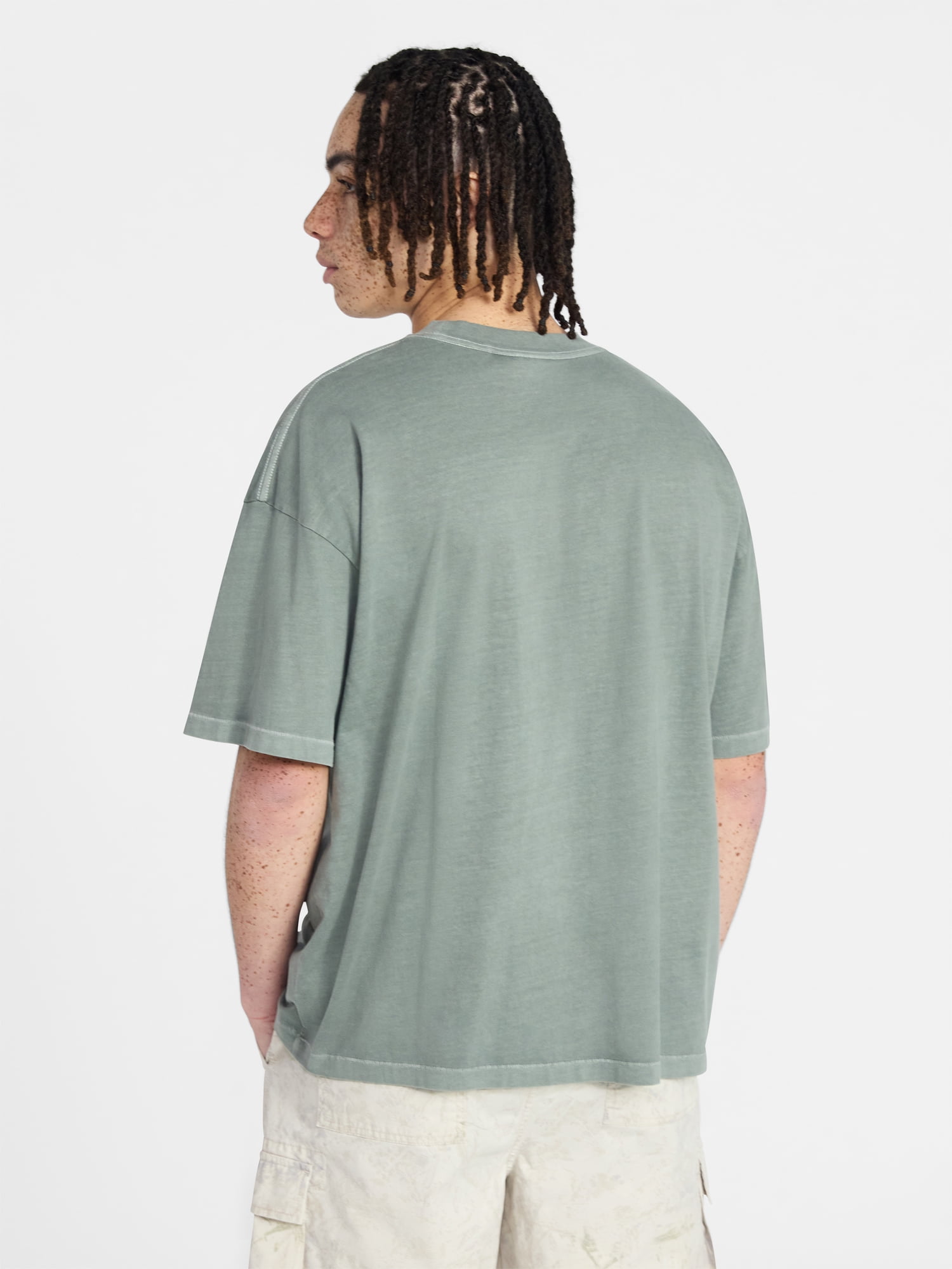 No Boundaries Men's Oversized Boxy Tee with Short Sleeves, XS-4XLT