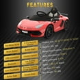 thumbnail image 3 of Hetoy Ride on Car for Kids 12V Licensed Lamborghini Electric Vehicles Battery Powered Sports Car with Control, 2 Speeds, Sound System, LED Headlights and Hydraulic Doors （Red）, 3 of 4