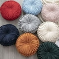 thumbnail image 2 of Round Cushions Pillows, Solid Color Velvet Chair Sofa Pumpkin Throw Pillow Pleated Round Pillow for Home Bed Car Decor Floor Pillow Cushion 8 Color 38 * 10CM, 2 of 6