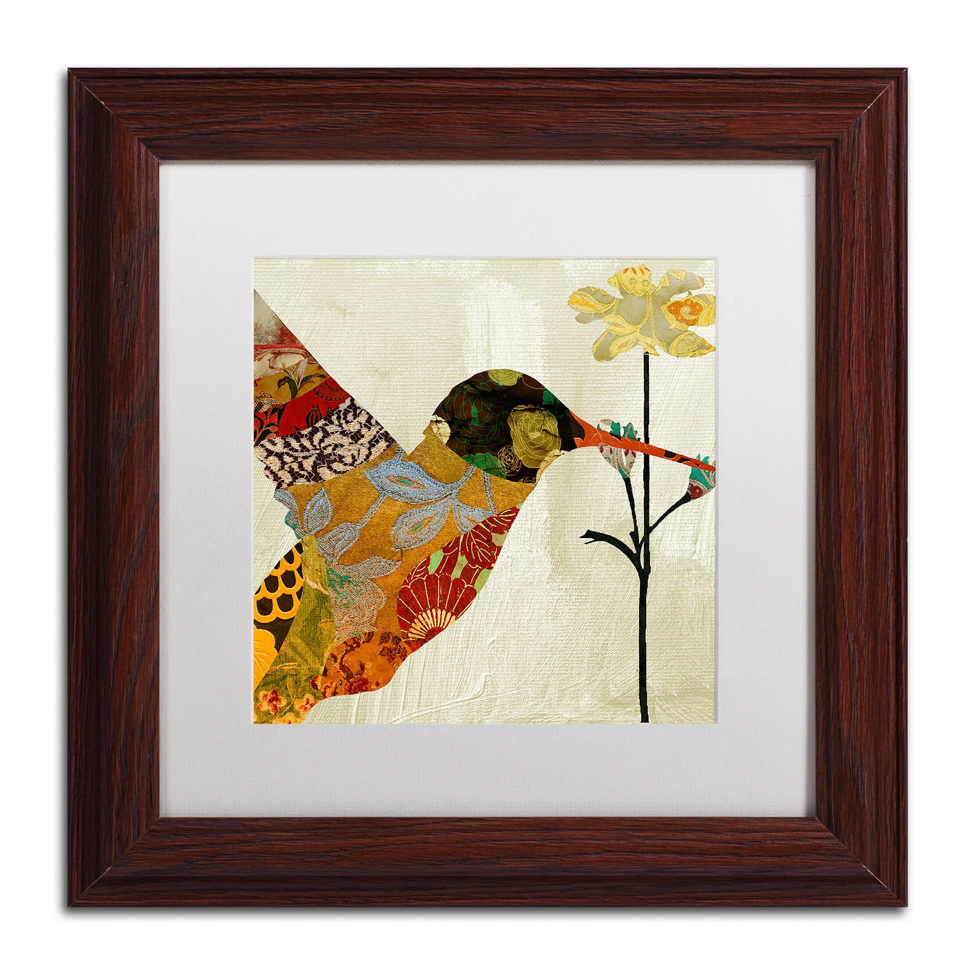 Trademark Fine Art "Hummingbird Brocade III" Canvas Art by Color Bakery White Matte, Wood Frame