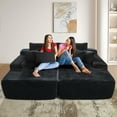 thumbnail image 4 of Toject 81" Oversized Double Chaise Lounge Sofa, No Assembly Required Sectional Sofa Bed Sleeper Loveseat for Living Room (Black,Plush Corduroy Fabric), 4 of 8
