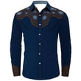 thumbnail image 3 of XIAOCHA Men's Contrast Floral Western Button-Down Shirt Long Sleeve Tailored Tops Bavarian Pub Shirts, 3 of 4