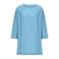 thumbnail image 4 of gakvbuo Summer Tunic Top for Womens 3/4 Sleeve Blouse Shirt Fashionable Women's Solid Color Casual Pullover Round Neck 3/4 Sleeve Top, 4 of 7