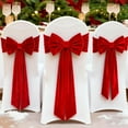 thumbnail image 5 of Clode Christmas Velvet Chair Decoration Red Bows Velvet Chair Sashes 29.5 X 11.8'' Christmas Elastic Reusable Back Ribbon Bows Cover for Xmas Wedding Events Reception, 5 of 8