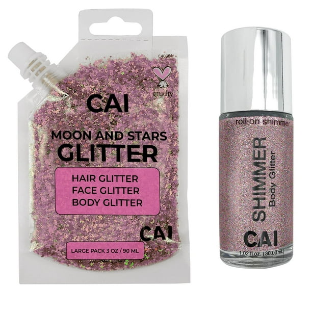 Gel con purpurina CAI BEAUTY NYC para rostro y vello para Halloween, 90 ml, paquete de 2