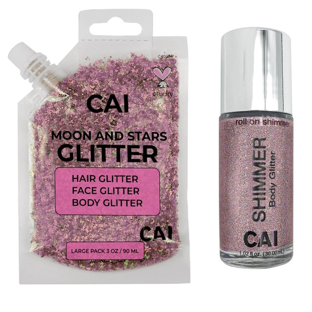 Gel con purpurina CAI BEAUTY NYC para rostro y vello para Halloween, 90 ml, paquete de 2