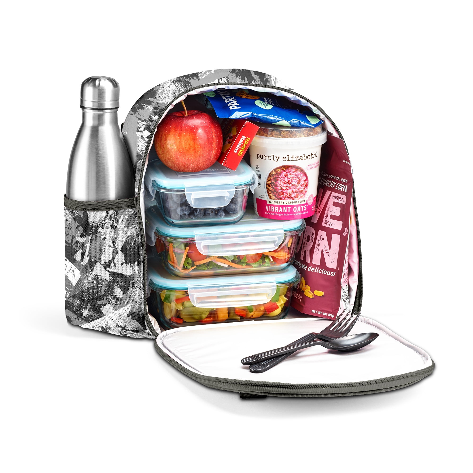 Fit + Fresh Tommy Kids Lunch Bag, Grey Splatter, TILLY TIMMY BLK