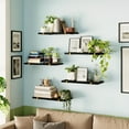 thumbnail image 2 of Fairy Floating Shelves, Rustic Wood Wall Storage Shelves Set of 5, 15.7in x 4.7in x 0.6in, Black Gold, 2 of 6