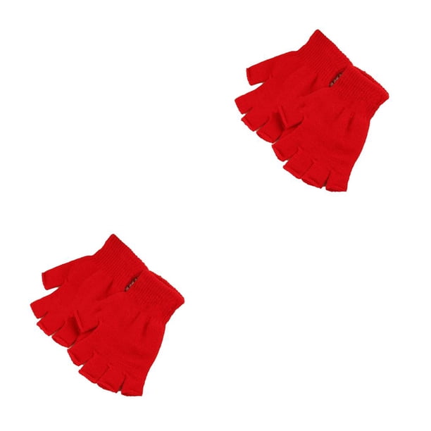 Injueey 1 par de guantes sin dedos para mujeres, equipo de protección, protector de manos cómodo, tejido fino, regalos térmicos para rojo 2Conjunto