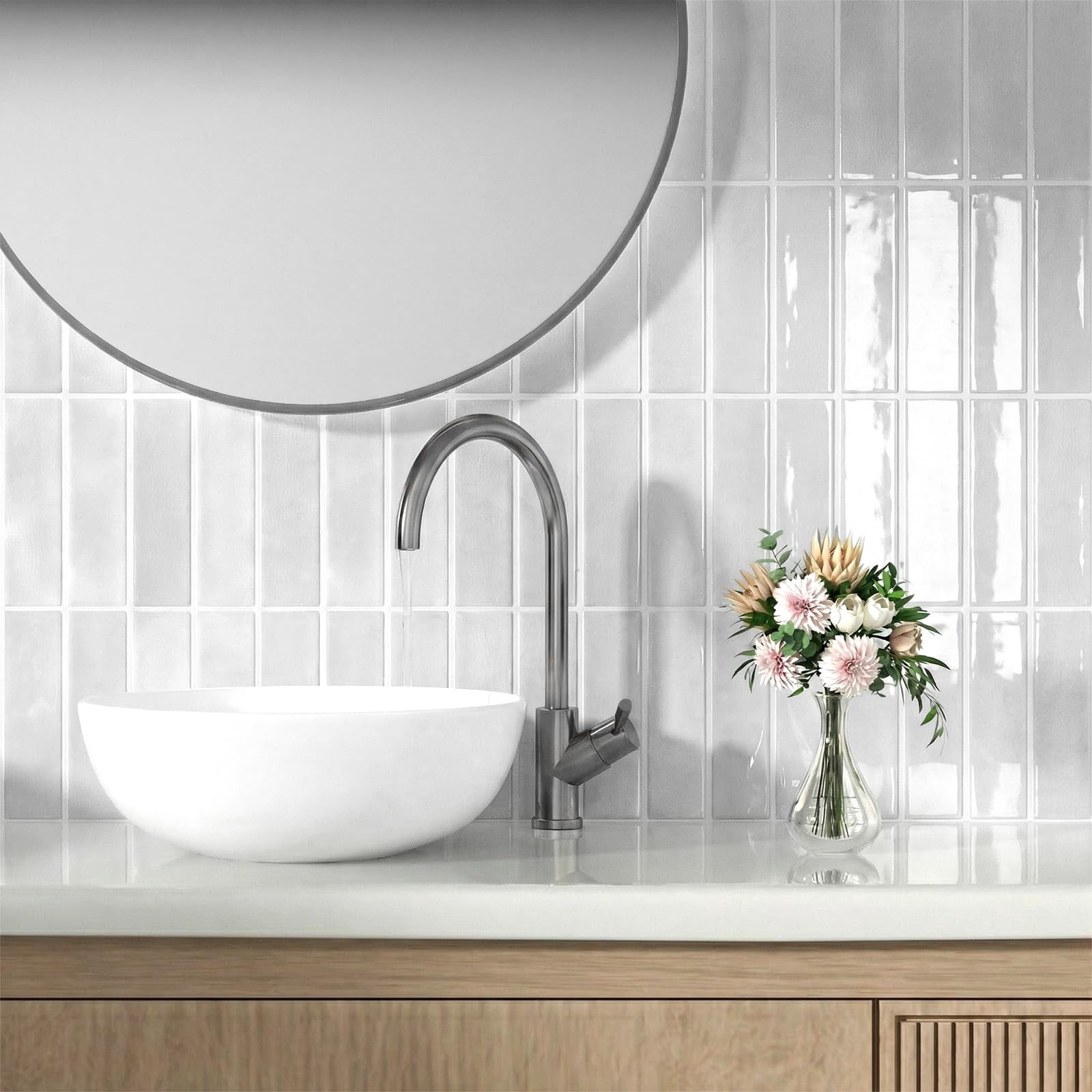 Peel And Stick Backsplash 10-sheets Of 11.42'' X 9'' Self-adhesive 3d Wall Tile For Kitchen  Bathroom