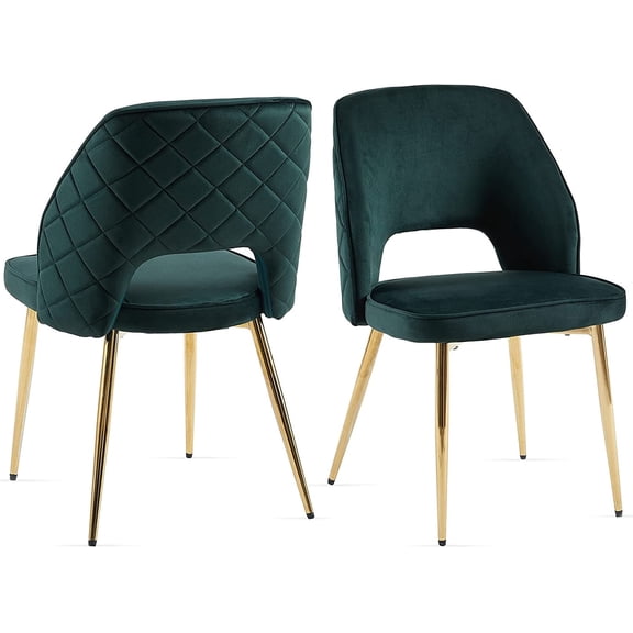 NORDICANA Dining Chair Velvet Set of 2,Upholstered Accent Chairs with Golden Metal Legs, Round Back Side Chairs for Kitchen Living Room Bedroom