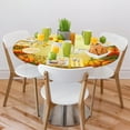 thumbnail image 3 of Fall Pumpkin Fitted Round Tablecloth Autumn Leaves Yellow Small Round Table Cover with Elastic Edge Wipeable Holiday Circle Table Cloths for Outdoor Party Patio Kitchen Decor Fit for 40"-44" Table, 3 of 6