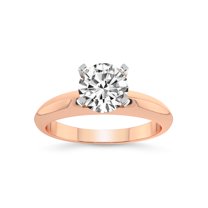 2 Carat IGI Certified Round Shape Lab Grown Diamond Engagement Ring | 14K Rose Gold |Eloise Solitaire Knife Edge Lab Diamond Ring | FG-VS1-VS2 Quality Friendly Diamonds
