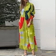 thumbnail image 1 of EGNMCR Robes de Vacances pour Femmes Robe Décontractée à Manches Longues avec Boutons et Imprimé Contrasté, 1 of 6
