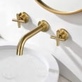thumbnail image 2 of Bathroom Faucet, Brass Brushed Gold 2 Handle Wall Mounted Bathroom Sink Faucet with Rough-in Valve Tub Mixer Faucet Taps, 2 of 7