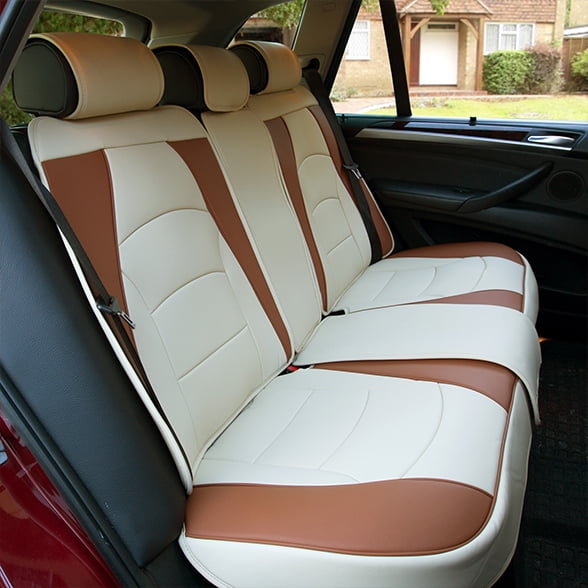FH Group PU205013WHITEBLACK White//Black Ultra Comfort Leatherette Rear Seat Cushion