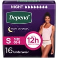 thumbnail image 1 of Ropa interior para incontinencia Depend Night Defense para mujer, talla pequeña, 16, 1 of 7