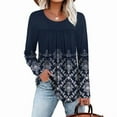 thumbnail image 4 of Ronuti Womens Plus Size Tops Fall Long Sleeve Shirts Crew Neck Casual Loose Tunic Blouses, 4 of 7