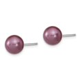 thumbnail image 3 of 925 Sterling Silver Rh-pl 8-9mm Plum/Wht Imitat Shell Pearl Post 3 Earring Set; for Adults and Teens; for Women and Men, 3 of 7