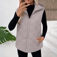 thumbnail image 2 of Cmfcve Plus Size Hooded Puffer Vest for Womens Full Zip Sleeveless Quilted Vest Winter Warm Outerwear Jackets with Zipper Pockets, 2 of 7