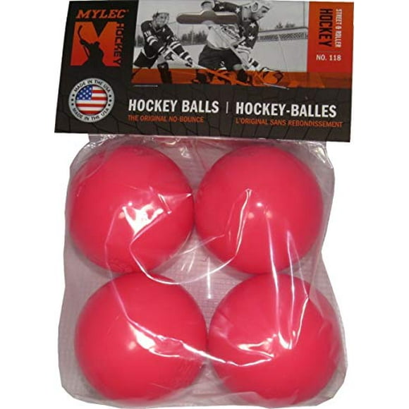 Mylec Balles de Hockey à Roulettes Roses - Pack de 4
