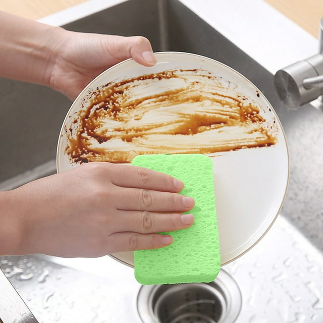 LSLJS Natural Wood Pulp Cotton Sponge Wipe Thickened Kitchen Cleaning Dishwashing Sponge Absorbent Wood Pulp Sponge Cloth Scouring Pad, Dishwashing Cotton Kitchen Utensils & Gadgets