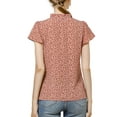 thumbnail image 4 of Allegra K Women's Summer Dots Print Ruffle Stand Collar Button Down Blouse Shirts, 4 of 7