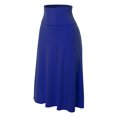 thumbnail image 2 of A2Y Women's Solid A-Line Fold Over Waist Band Flared Midi Skirt Mid Navy S, 2 of 3