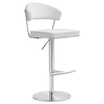 TOV Furniture Cosmo White Vegan Leather Barstool with Steel Frame