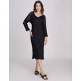 thumbnail image 2 of Moomaya Women's Long Nightdress - Elegant V-Neck Maxi Nightgown With Lace Detailing & Side Slit, 2 of 8
