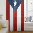 thumbnail image 6 of Puerto Rico Flag Sheer Curtains 45 Inches Long, Palm Leaf Botanical Red Striped Blue Star Light Filering Curtains, Breathable Simi Curtain Privacy Drapes for Kitchen Bathroom Small Window Treatment, 6 of 9