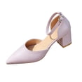 thumbnail image 2 of Samdudou Womens Pumps Closed Toe Pointed Toe Low Chunky Block Heel Shoes Elegant D'Orsay Cutout Adjustable Ankle Strap Classic Office Work Footwear, 2 of 9